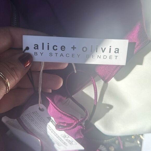 NWT ALICE + OLIVIA Boysenberry Purple Plum Satin Slip Dress - Picture 4 of 7